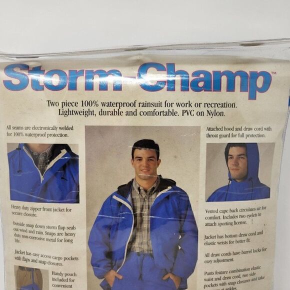 VINTAGE TINGLEY S66211.2X STORM BLUE 2XL 2PC RAIN SUIT STORM CHAMP QUANTITY 1 - Picture 2 of 7